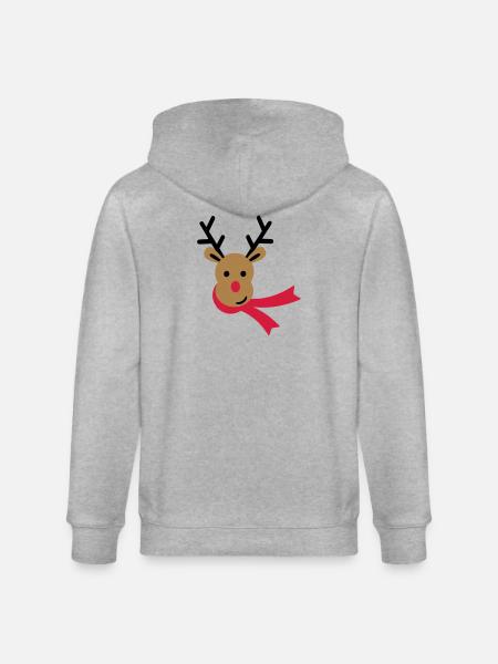 reindeer - Stanley/Stella CULTIVATOR  Unisex Organic Hooded Jacket - heather grey