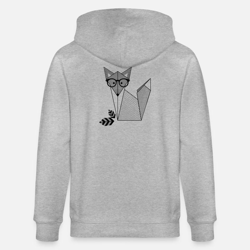 Fuchs mit Brille - Stanley/Stella Unisex Bio-Kapuzenjacke CULTIVATOR  - Grau meliert