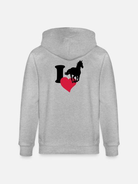 I love horses - Stanley/Stella CULTIVATOR Unisex Organic Hooded Jacket - heather grey