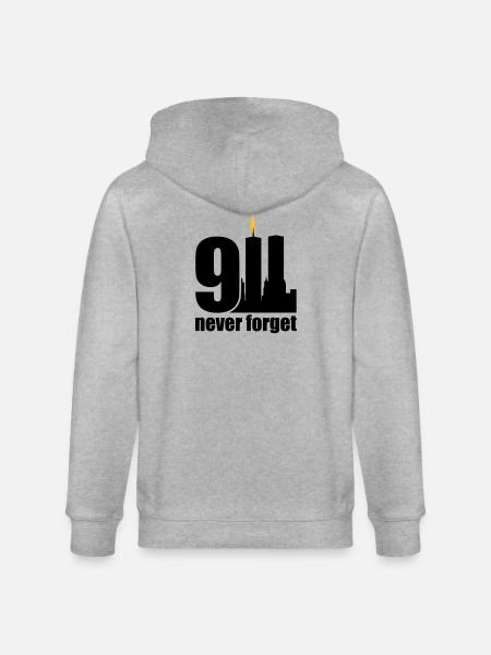 never forget 9/11 - Stanley/Stella CULTIVATOR Unisex Organic Hooded Jacket - heather grey