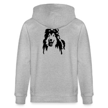 Collie - Stanley/Stella Unisex Bio-Kapuzenjacke CULTIVATOR  - Grau meliert - Hinten - Luana (180cm)