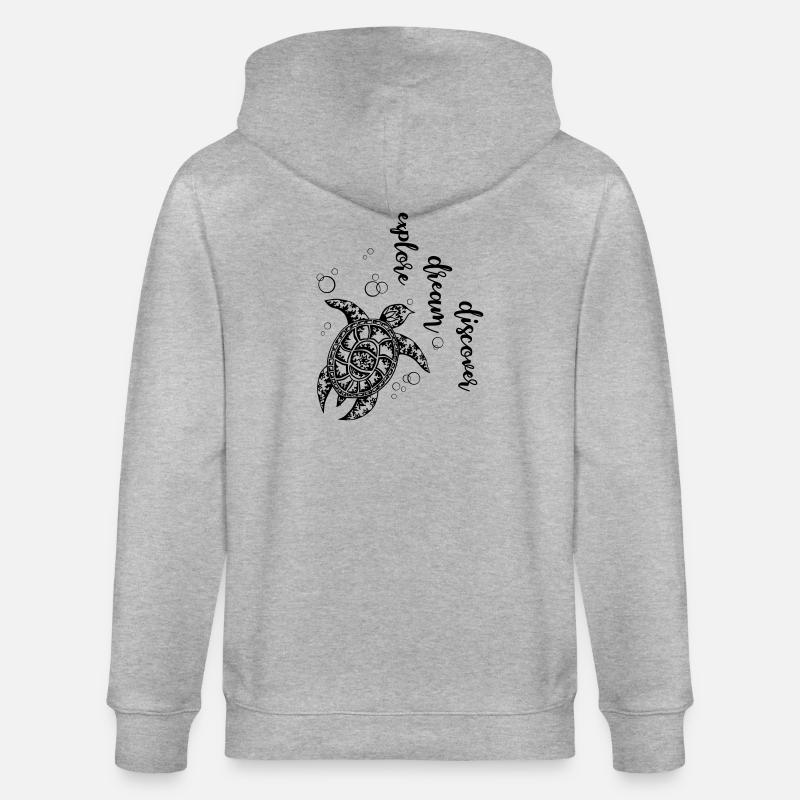 Explore Dream Discover - Turtle - Stanley/Stella Unisex Bio-Kapuzenjacke CULTIVATOR  - Grau meliert