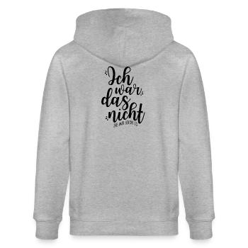 Ich Wars Nicht Das War Schon So Ironie Sarkasmus - Stanley/Stella Unisex Bio-Kapuzenjacke CULTIVATOR  - Grau meliert - Hinten - Luana (180cm)