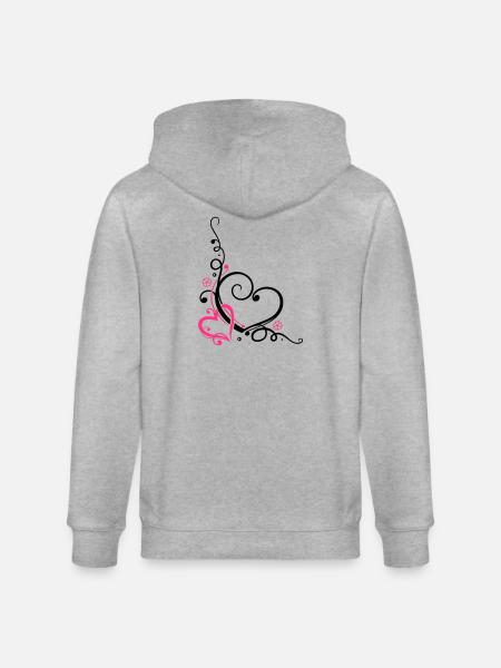 Two hearts with ornament - Stanley/Stella CULTIVATOR Unisex Organic Hooded Jacket - heather grey