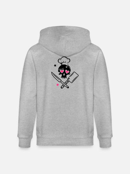 Skull girlie with cooking hat - Stanley/Stella CULTIVATOR  Unisex Organic Hooded Jacket - heather grey