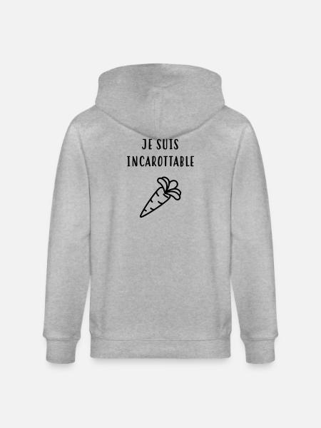 Je suis incarottable ! Humour / Drôle - Veste à capuche bio CULTIVATOR Stanley/Stella Unisexe - gris chiné