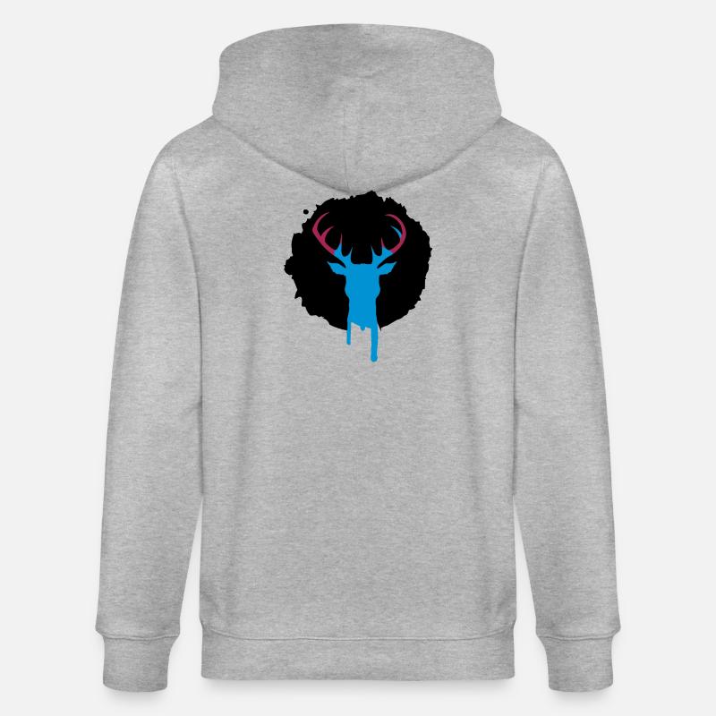 Patch de cerf graffiti - Veste à capuche bio CULTIVATOR Stanley/Stella Unisexe - gris chiné