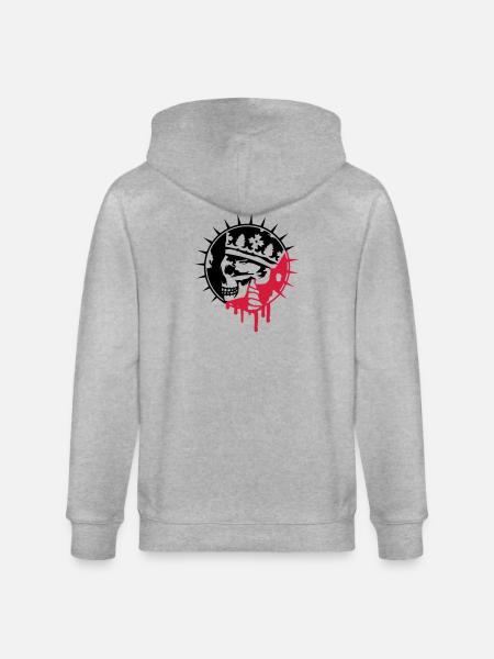 Skull with Crown Graffiti Patch - Stanley/Stella CULTIVATOR Unisex Organic Hooded Jacket - heather grey