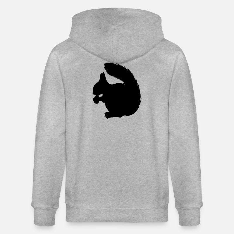 Eichhörnchen mit Nussschattenfigur - Stanley/Stella Unisex Bio-Kapuzenjacke CULTIVATOR  - Grau meliert