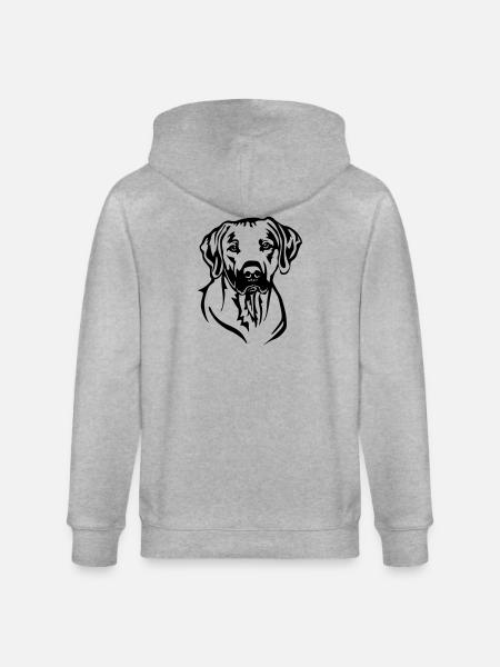 Rhodesian Ridgeback Head - Stanley/Stella CULTIVATOR Unisex Organic Hooded Jacket - heather grey