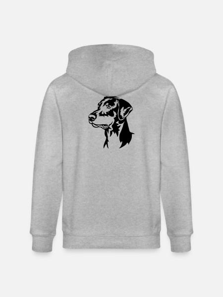 Dobermann Kopf - Stanley/Stella Unisex Bio-Kapuzenjacke CULTIVATOR  - Grau meliert