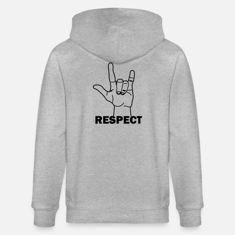 Hand gesture respect with text RESPECT - Stanley/Stella CULTIVATOR  Unisex Organic Hooded Jacket - heather grey