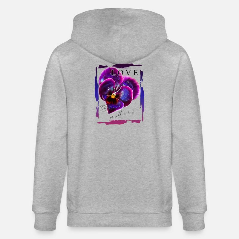 Violettes avec galaxie pour la Saint-Valentin - Veste à capuche bio CULTIVATOR Stanley/Stella Unisexe - gris chiné