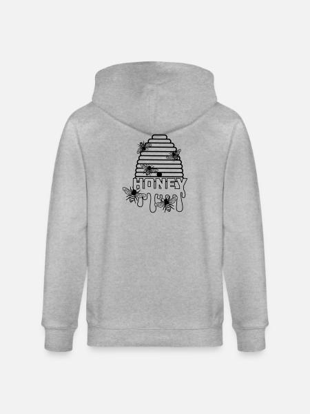 Bee honey hive - Stanley/Stella CULTIVATOR Unisex Organic Hooded Jacket - heather grey