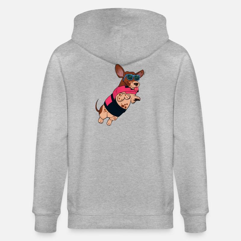 Chien volant en lunettes de soleil - Veste à capuche bio CULTIVATOR Stanley/Stella Unisexe - gris chiné