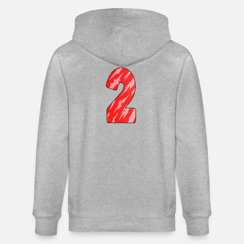 Nummer 2 Rot Muster - Stanley/Stella Unisex Bio-Kapuzenjacke CULTIVATOR  - Grau meliert
