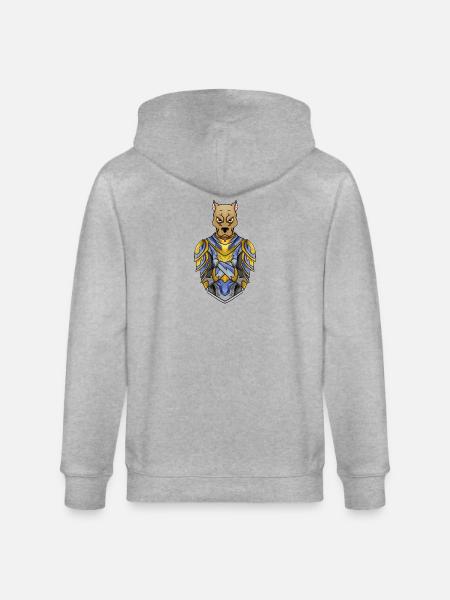 Knight Dog in Medieval Armor - Stanley/Stella CULTIVATOR Unisex Organic Hooded Jacket - heather grey