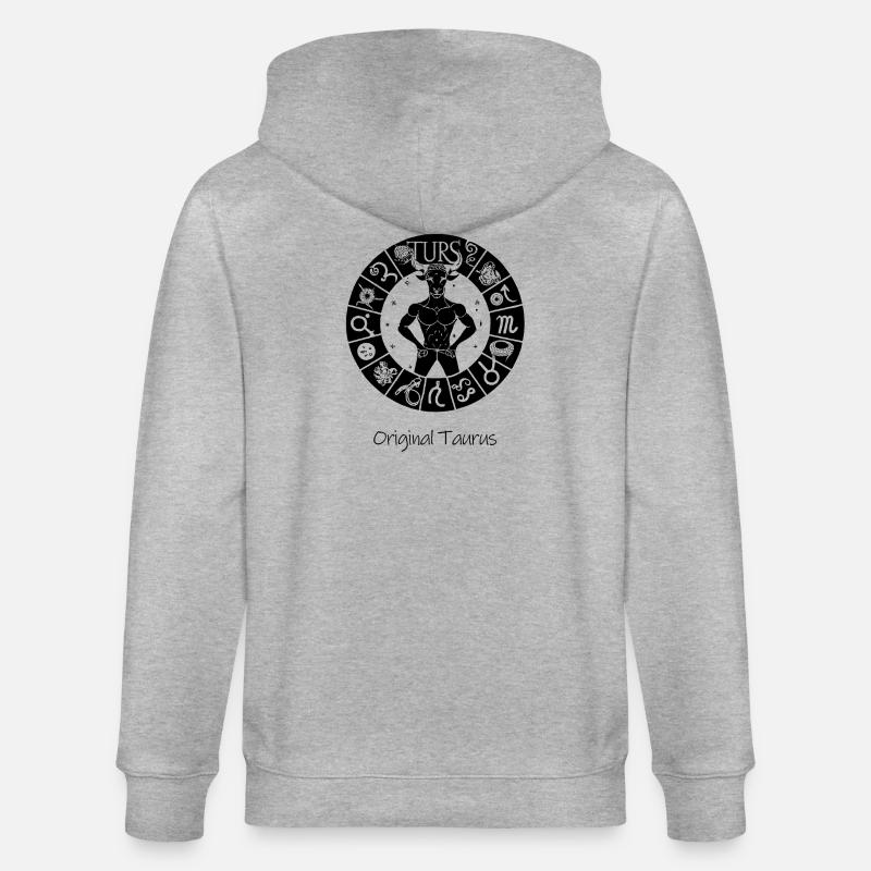 Sternzeichen Stier 001 schwarz - Stanley/Stella Unisex Bio-Kapuzenjacke CULTIVATOR  - Grau meliert