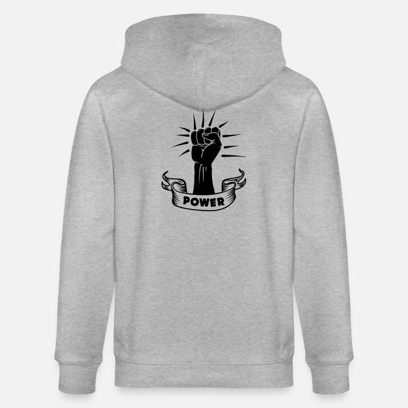 Power schwarze Faust - Stanley/Stella Unisex Bio-Kapuzenjacke CULTIVATOR - Grau meliert