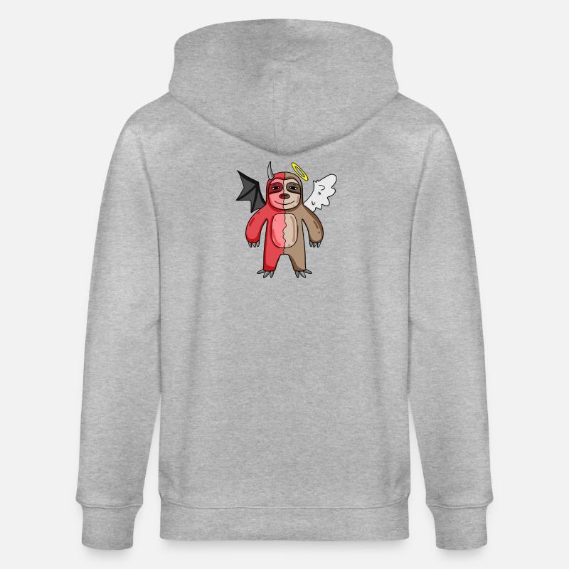 Sloth - Angel and Devil - Stanley/Stella CULTIVATOR  Unisex Organic Hooded Jacket - heather grey