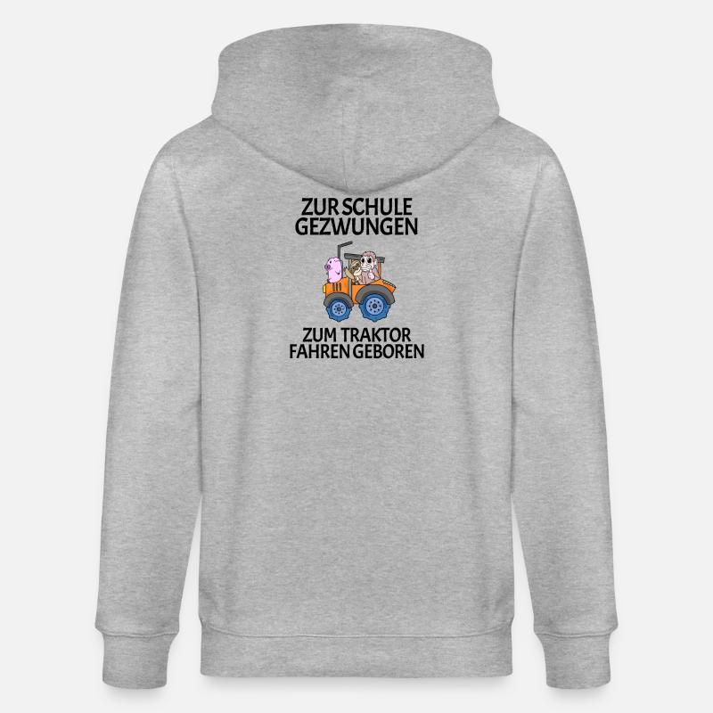 Schule Einschulung Traktor Geschenk Lustig - Stanley/Stella Unisex Bio-Kapuzenjacke CULTIVATOR  - Grau meliert