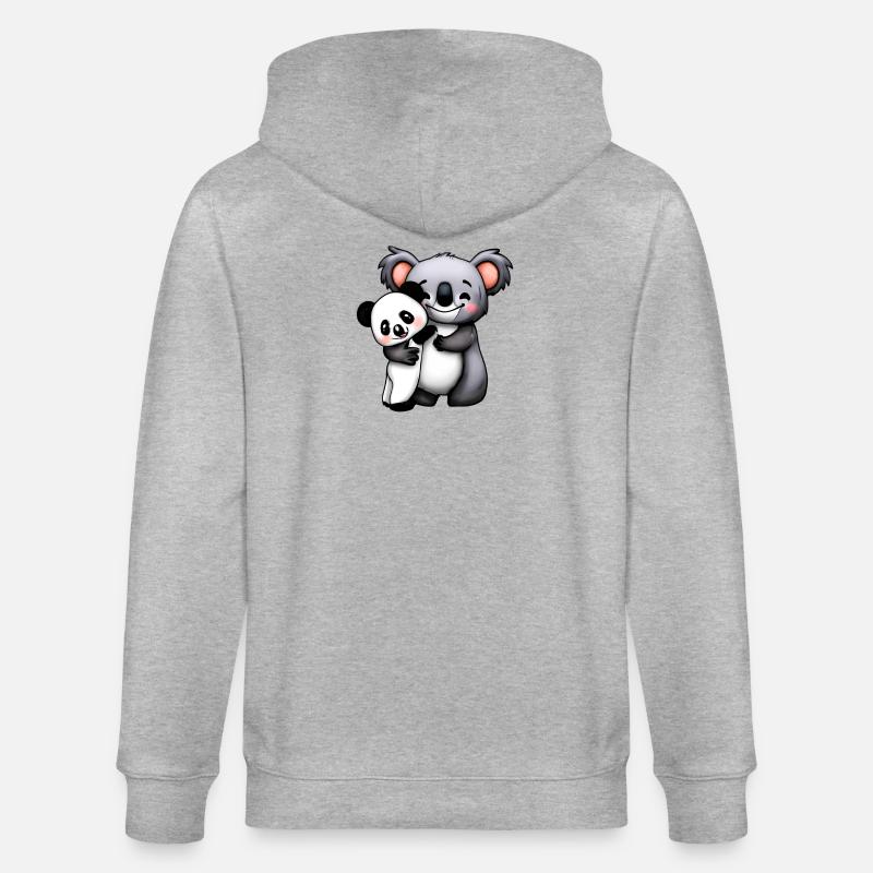 simpatico orso koala e orso panda squeeze e - Felpa con cappuccio ecologica unisex CULTIVATOR di Stanley/Stella - grigio melange