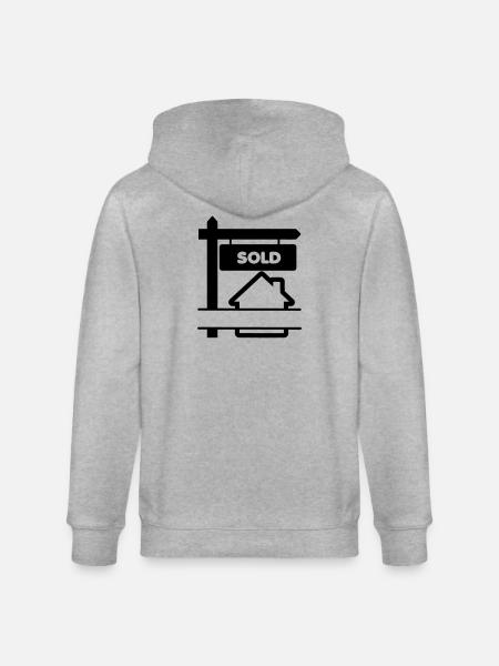 Transparent logo signboard with sold - Stanley/Stella CULTIVATOR  Unisex Organic Hooded Jacket - heather grey