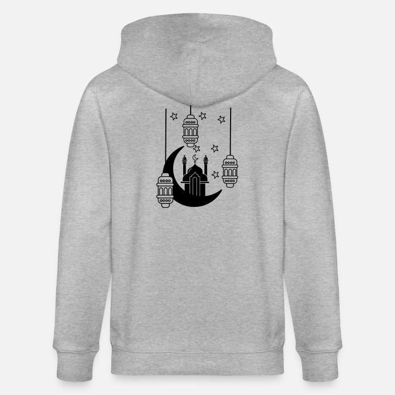 Moschee in Mondlicht und Sternen - Stanley/Stella Unisex Bio-Kapuzenjacke CULTIVATOR - Grau meliert