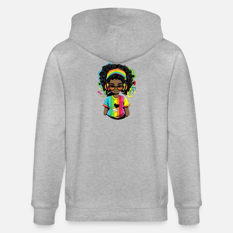 Pull reggae lumineux avec motif arc-en-ciel - Veste à capuche bio CULTIVATOR Stanley/Stella Unisexe - gris chiné