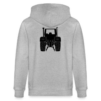 Ackerschlepper hinten - Stanley/Stella Unisex Bio-Kapuzenjacke CULTIVATOR  - Grau meliert - Hinten - Luana (180cm)