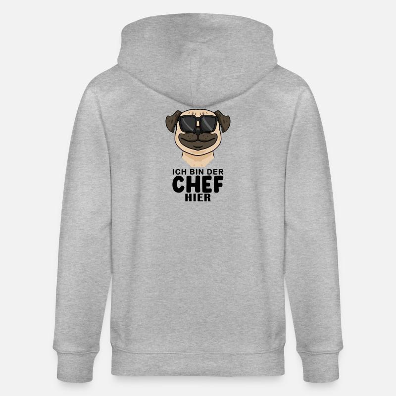Cooler Hund Mops Chef Spruch - Stanley/Stella Unisex Bio-Kapuzenjacke CULTIVATOR  - Grau meliert