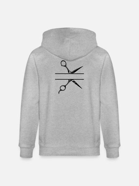 Texte bannière logo coiffeur, ciseaux - Veste à capuche bio CULTIVATOR Stanley/Stella Unisexe - gris chiné