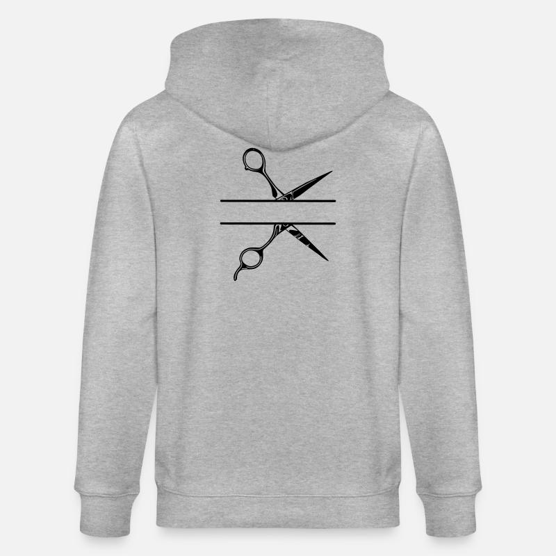 Texte bannière logo coiffeur, ciseaux - Veste à capuche bio CULTIVATOR Stanley/Stella Unisexe - gris chiné