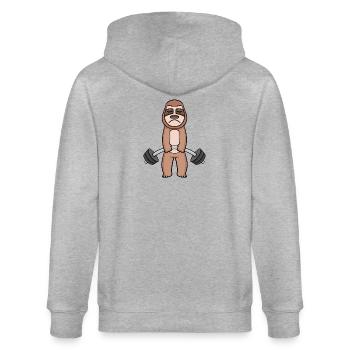 Sloth Dumbbell Training Strength Training Fitness - Veste à capuche bio CULTIVATOR Stanley/Stella Unisexe - gris chiné - Dos - Luana (180cm)