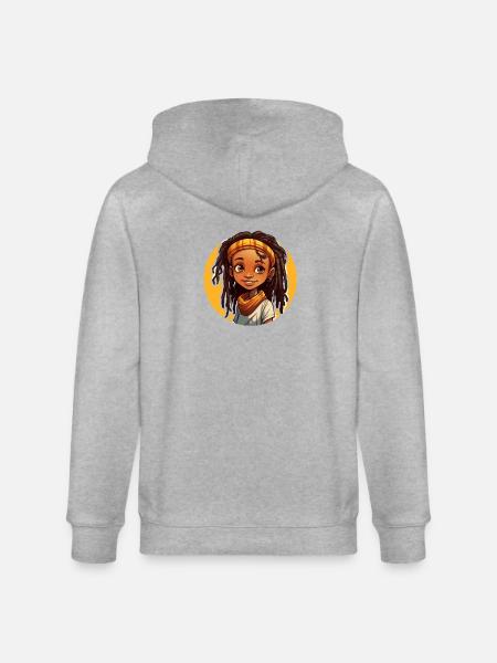 Lässiger Dreadlocks-Stil mit bunter Kopfbedeckung - Stanley/Stella Unisex Bio-Kapuzenjacke CULTIVATOR - Grau meliert