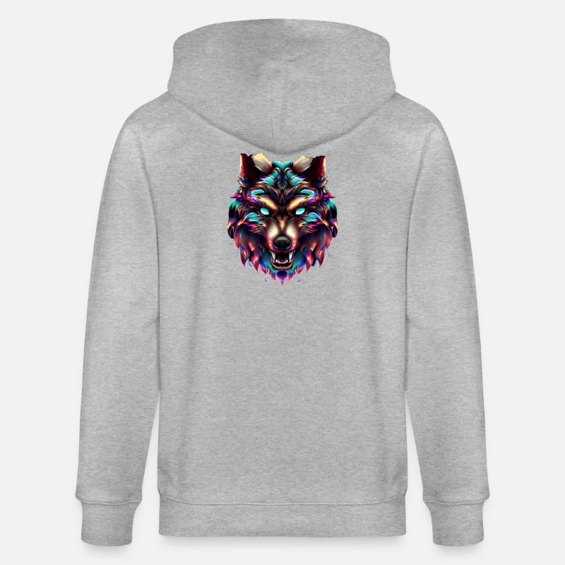Wolf’s Head Synthwave Wolf - Veste à capuche bio CULTIVATOR Stanley/Stella Unisexe - gris chiné