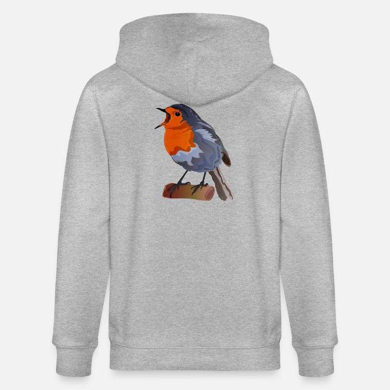 Illustration du merle sur textile - Veste à capuche bio CULTIVATOR Stanley/Stella Unisexe - gris chiné