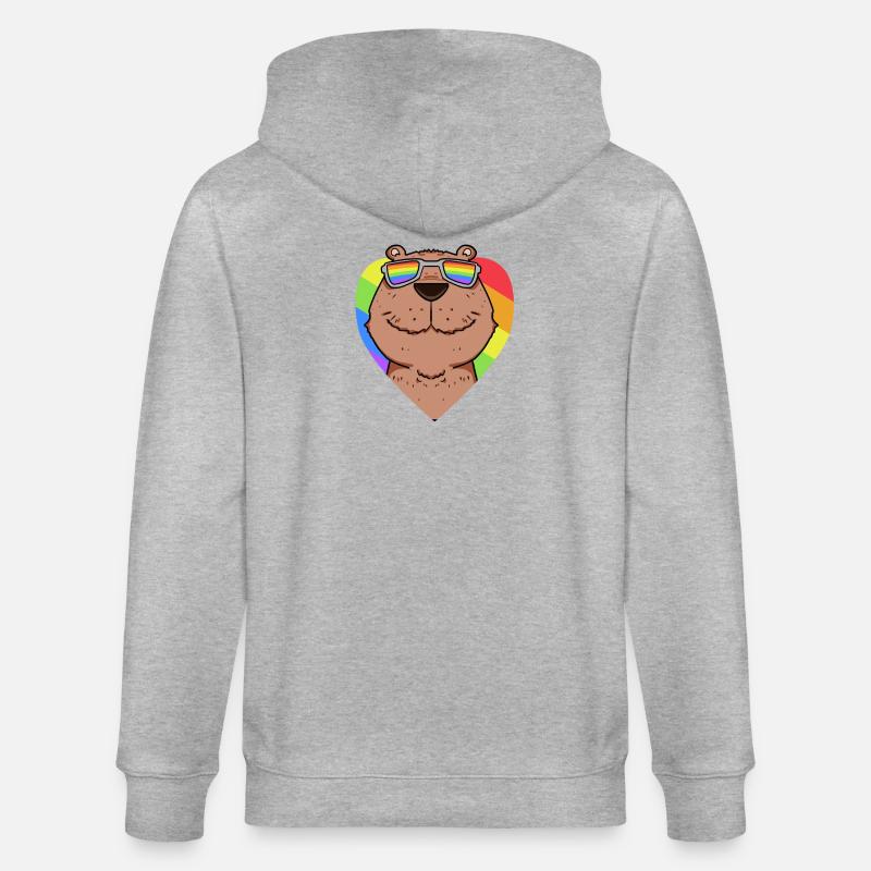 Capybara Capybara Arc-en-ciel - Veste à capuche bio CULTIVATOR Stanley/Stella Unisexe - gris chiné