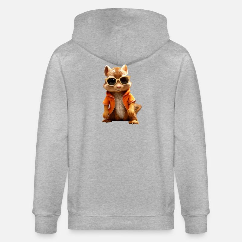 Eichhörnchen Sonnenbrille Ich Liebe Eichhörnchen - Stanley/Stella Unisex Bio-Kapuzenjacke CULTIVATOR  - Grau meliert