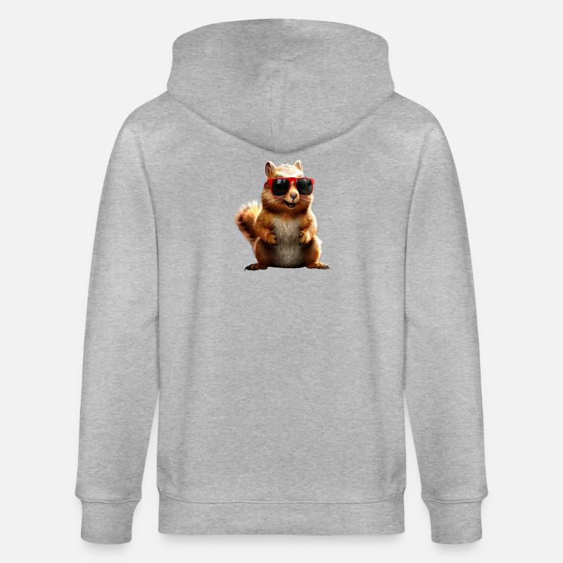 Eichhörnchen Sonnenbrille Ich Liebe Eichhörnchen - Stanley/Stella Unisex Bio-Kapuzenjacke CULTIVATOR  - Grau meliert