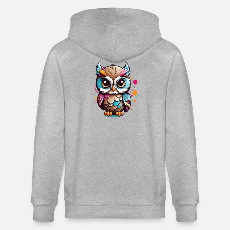 Bunte Eulenfigur im Pop Art Stil - Stanley/Stella Unisex Bio-Kapuzenjacke CULTIVATOR - Grau meliert