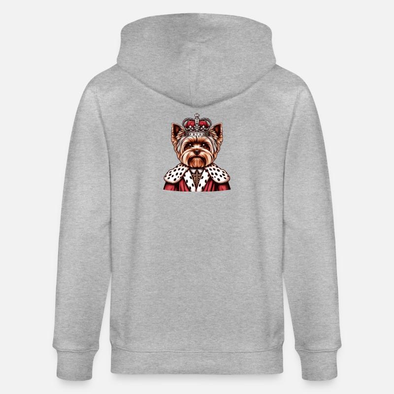 Yorkshire Terrier König - Stanley/Stella Unisex Bio-Kapuzenjacke CULTIVATOR - Grau meliert