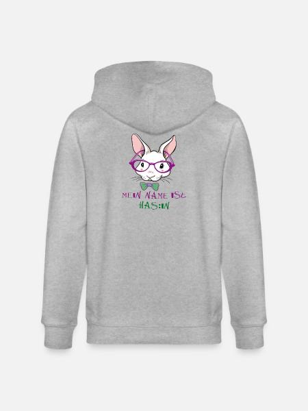 Bunny with Easter sunglasses - Stanley/Stella CULTIVATOR  Unisex Organic Hooded Jacket - heather grey