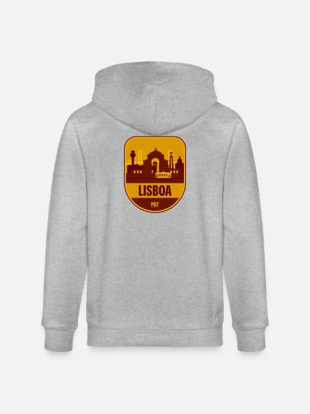 Lisboa Skyline Tram - Stanley/Stella CULTIVATOR Unisex Organic Hooded Jacket - heather grey