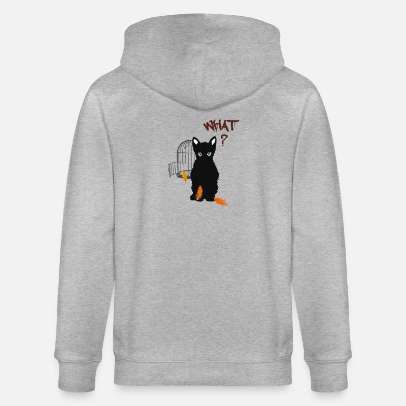 Petit chaton mignon noir et oiseau - Veste à capuche bio CULTIVATOR Stanley/Stella Unisexe - gris chiné