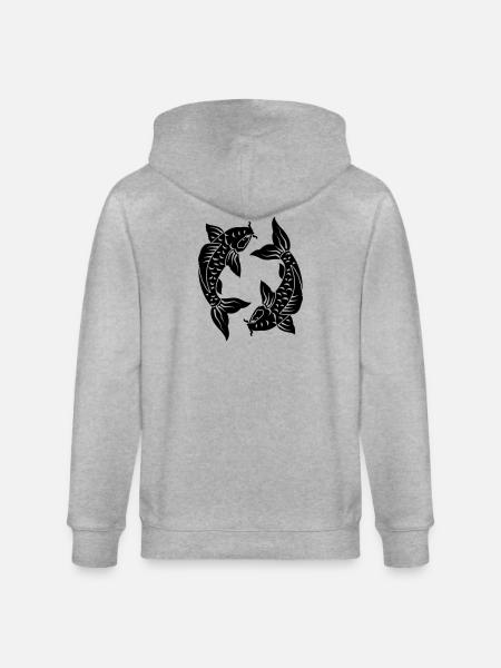 Sternzeichen Bild Fische - Stanley/Stella Unisex Bio-Kapuzenjacke CULTIVATOR - Grau meliert