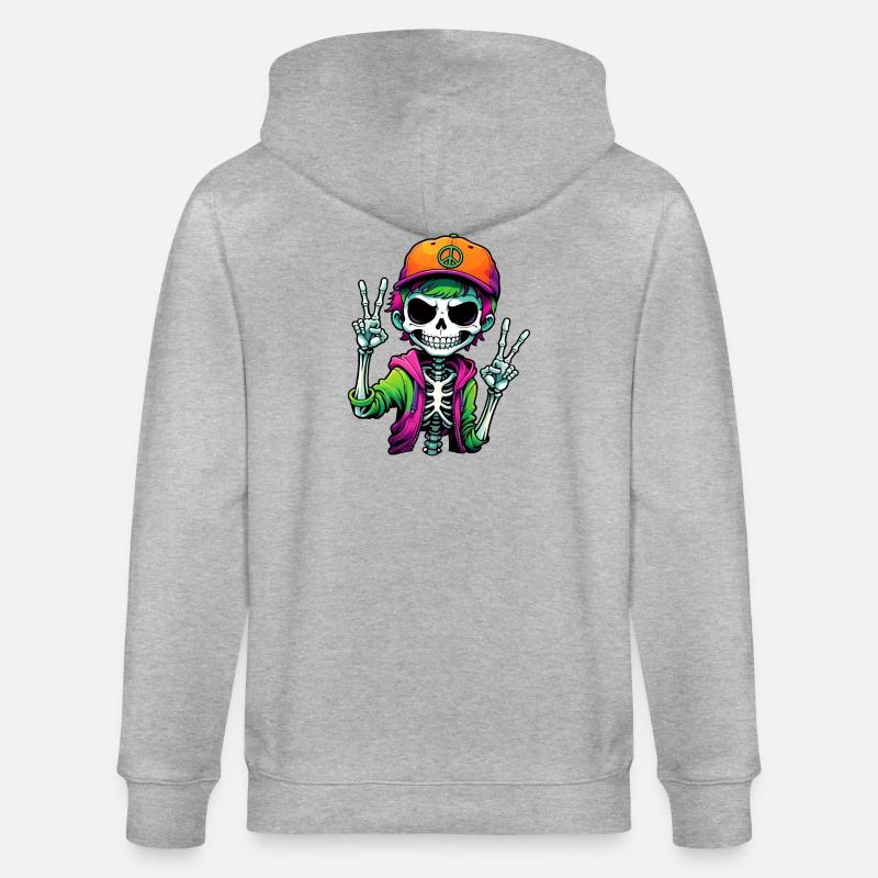 Mignon dessin animé squelette garçon - Veste à capuche bio CULTIVATOR Stanley/Stella Unisexe - gris chiné