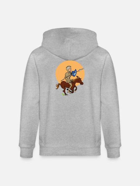 Ritter auf Pferd - Stanley/Stella Unisex Bio-Kapuzenjacke CULTIVATOR - Grau meliert