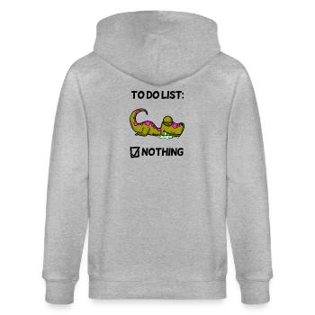 Lustiger Spruch lustige Sprüche - Dino Motiv - Stanley/Stella Unisex Bio-Kapuzenjacke CULTIVATOR  - Grau meliert - Hinten - Luana (180cm)