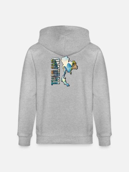 Carte aquarelle Thaïlande - Veste à capuche bio CULTIVATOR Stanley/Stella Unisexe - gris chiné